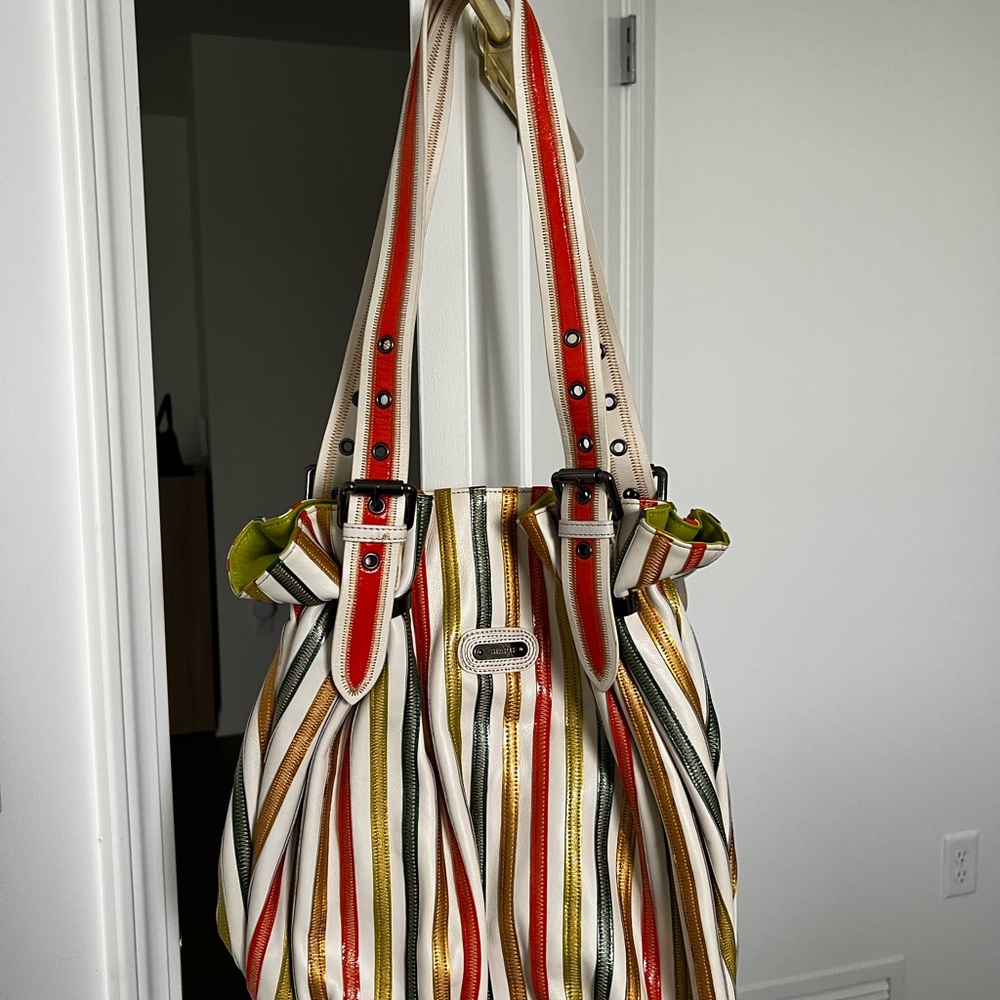 Vintage Sharif Multicolor Striped Shoulder Bag